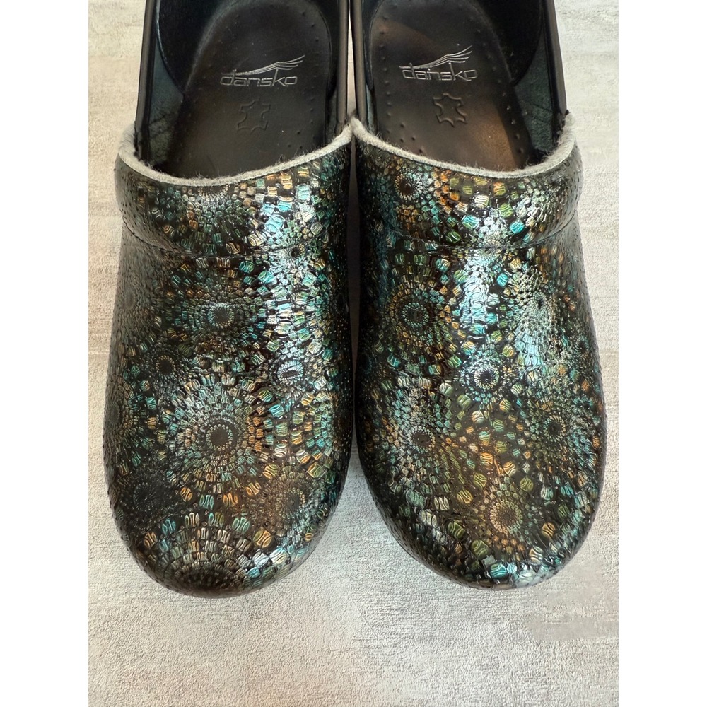 Dansko Women's Clogs Size 37 Black Leather Comfort Shoes Floral‎ Pattern - Picture 9 of 12